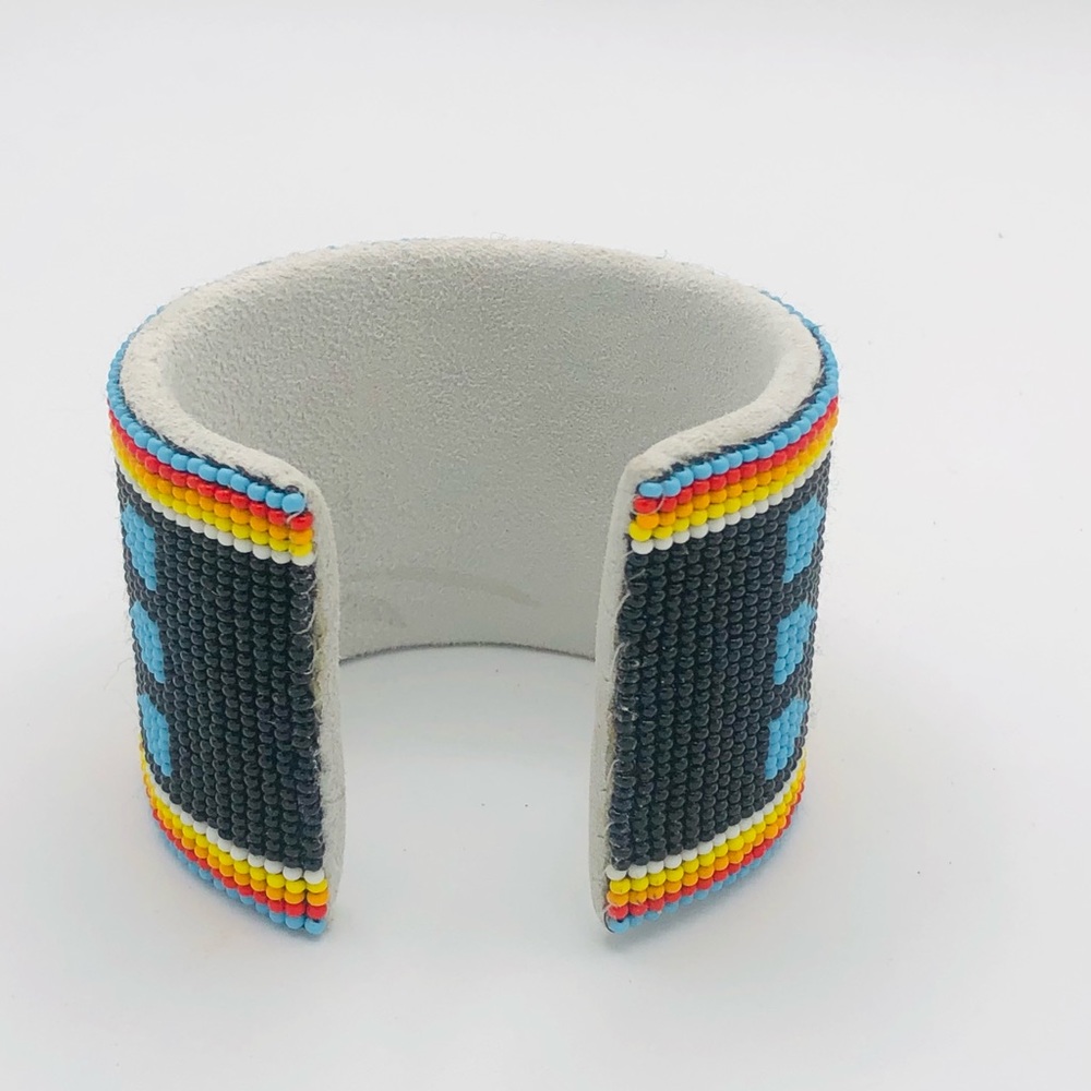 Wide Native American Style beaded Cuff Bracelet - Picture 9 of 9